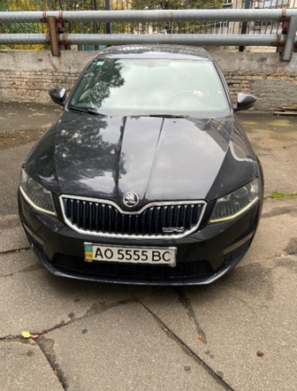 Легковий автомобіль марки SKODA, модель OCTAVIA A5 RS, ХЕТЧБЕК-В, чорного кольору, рік випуску 2016, номер державної реєстрації АО5555ВС, номер кузова TMBCK7NEXH0121747